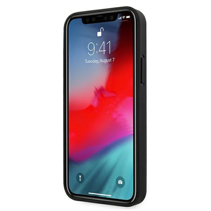 BMW BMHCP12SRSPPK Curve Perforate funda rígida de piel para Apple iPhone 12 mini, negra