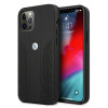 BMW BMHCP12MRSPPK Curve Perforate funda rígida de piel para Apple iPhone 12 / 12 Pro, negra