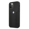 BMW BMHCP12MRSPPK Curve Perforate funda rígida de piel para Apple iPhone 12 / 12 Pro, negra