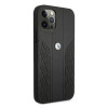 BMW BMHCP12MRSPPK Curve Perforate funda rígida de piel para Apple iPhone 12 / 12 Pro, negra