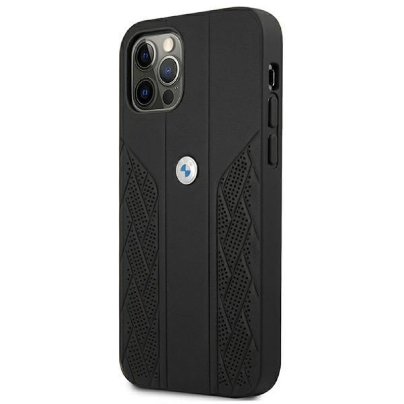 BMW BMHCP12LRSPPK Curve Perforate funda rígida de piel para Apple iPhone 12 Pro Max, negra