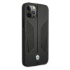 BMW BMHCP12MRSCSK Perforate Sides funda rígida de piel para Apple iPhone 12 / 12 Pro, negra