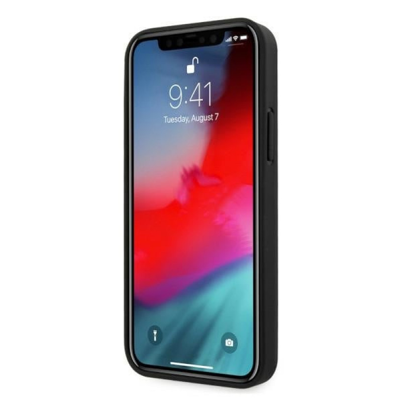 BMW BMHCP12LRSCSK Perforate Sides funda rígida de piel para Apple iPhone 12 Pro Max, negra