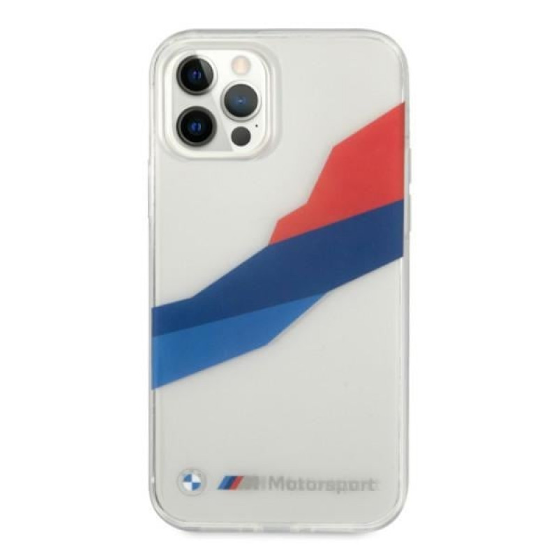 Funda rígida BMW BMHCP12LSKTGT Motorsport Tricolor para Apple iPhone 12 Pro Max, transparente