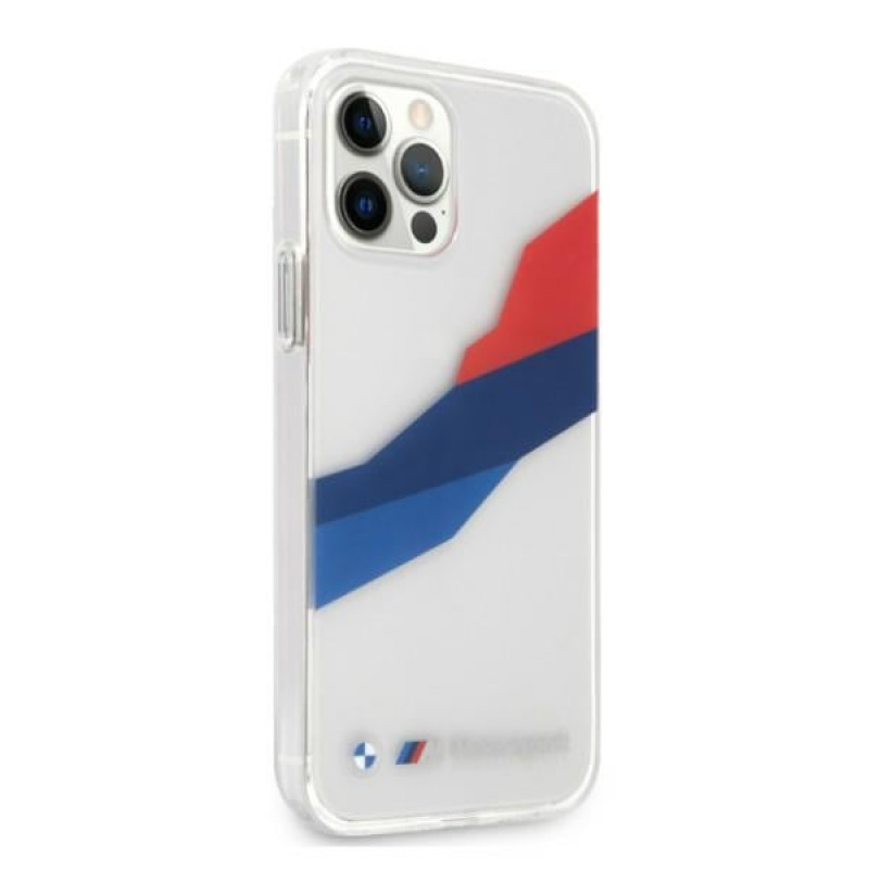 Funda rígida BMW BMHCP12LSKTGT Motorsport Tricolor para Apple iPhone 12 Pro Max, transparente
