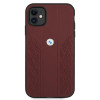 Funda rígida BMW BMHCN61RSPPR Leather Curve Perforate para Apple iPhone 11, roja