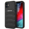 Funda rígida Mercedes-AMG AMHCP12SGSEBK Leather Debossed Lines para Apple iPhone 12 mini, negra