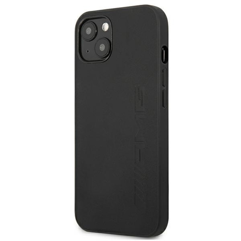 Funda rígida Mercedes-AMG AMHCP13MDOLBK Leather Hot Stamped para Apple iPhone 13, negra