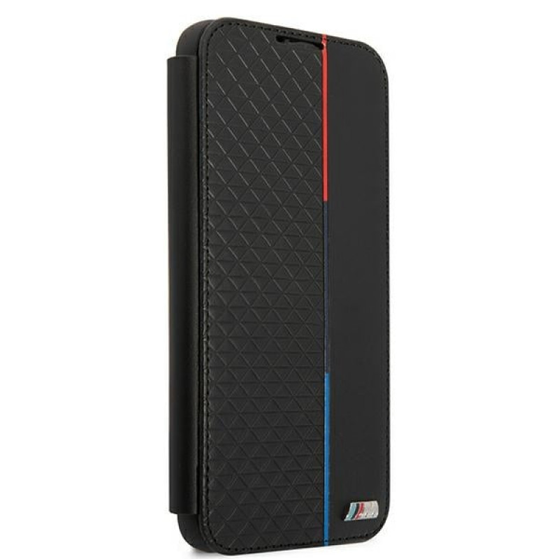 BMW BMBKS22MTRTBK funda tipo libro para Samsung Galaxy S22+, M Collection Triangles, negra