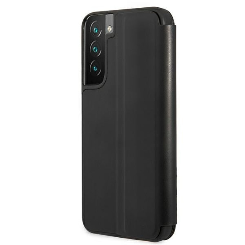 BMW BMBKS22MTRTBK funda tipo libro para Samsung Galaxy S22+, M Collection Triangles, negra