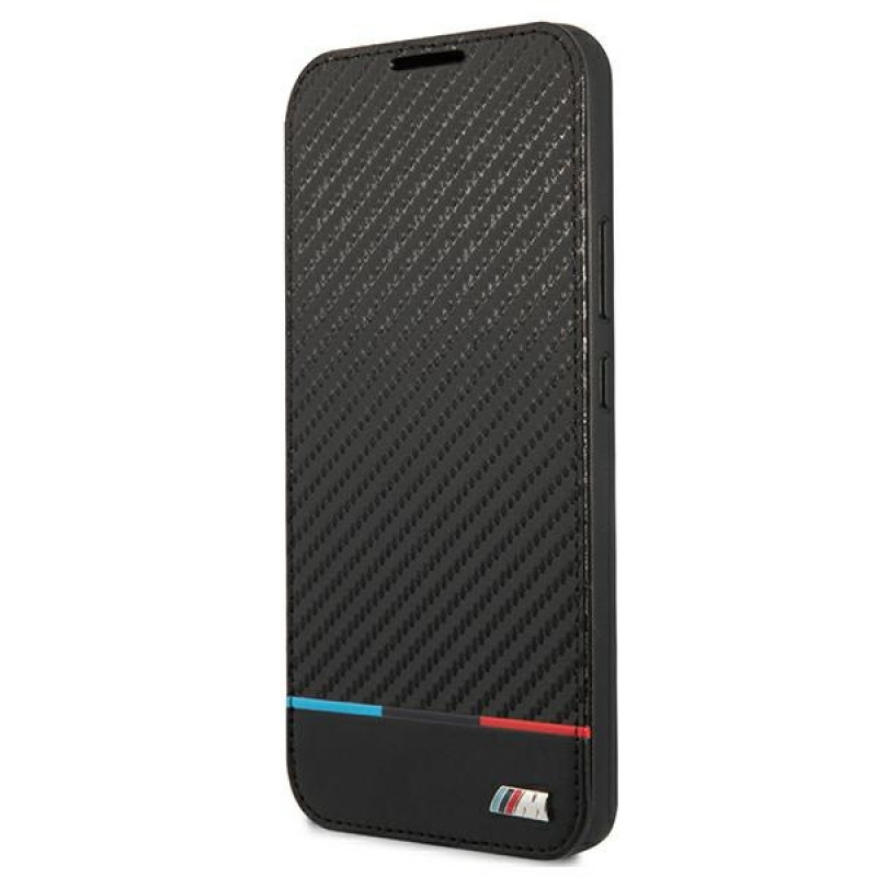 BMW BMBKS22MPUCARTCBK funda tipo libro para Samsung Galaxy S22+, M Collection Triangles, negra