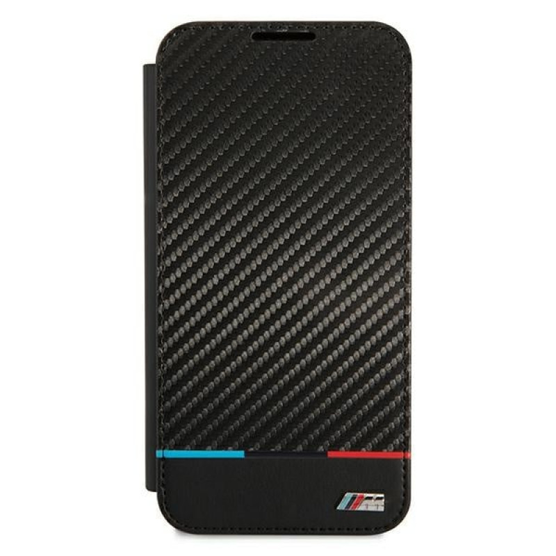 BMW BMBKS22MPUCARTCBK funda tipo libro para Samsung Galaxy S22+, M Collection Triangles, negra