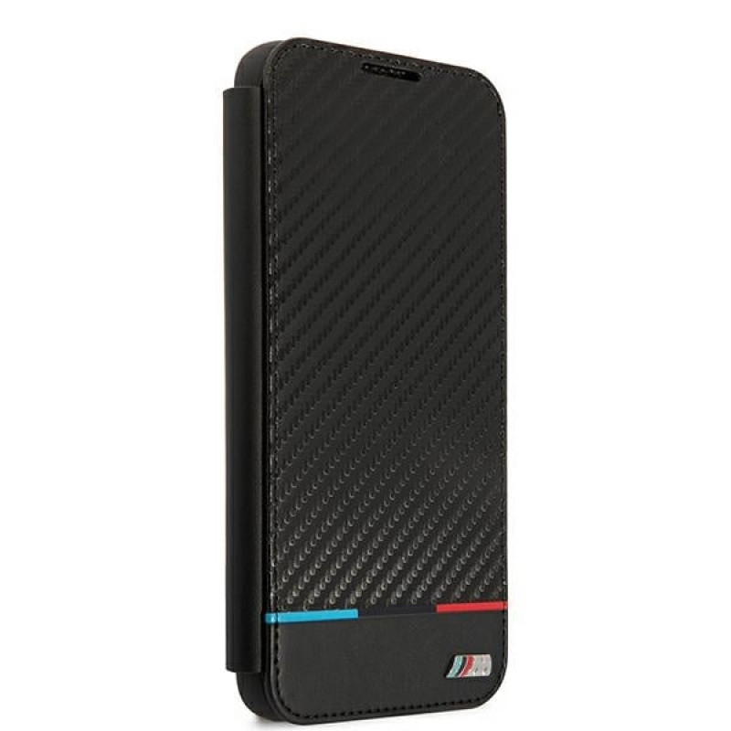BMW BMBKS22MPUCARTCBK funda tipo libro para Samsung Galaxy S22+, M Collection Triangles, negra