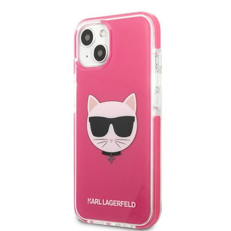 Karl Lagerfeld KLHCP13STPECPI funda rígida para Apple iPhone 13 mini 5,4″, Choupette Head, fucsia