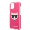 Karl Lagerfeld KLHCP13STPECPI funda rígida para Apple iPhone 13 mini 5,4″, Choupette Head, fucsia