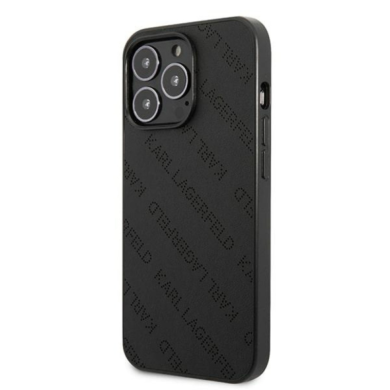 Karl Lagerfeld KLHCP13LPTLK funda rígida para Apple iPhone 13 Pro, Perforated Allover, negra