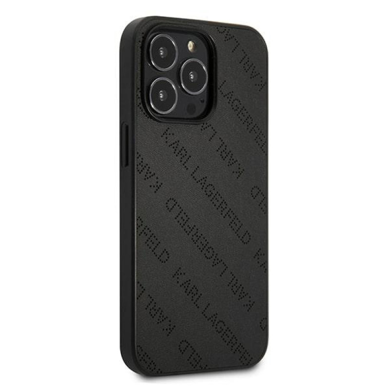 Karl Lagerfeld KLHCP13LPTLK funda rígida para Apple iPhone 13 Pro, Perforated Allover, negra