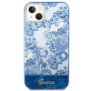 Guess GUHCP14MHGPLHB funda rígida para Apple iPhone 14 Plus / 15 Plus, Porcelain Collection, azul