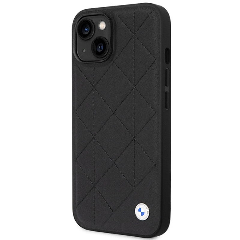 BMW BMHCP14S22RQDK Leather Quilted funda rígida para iPhone 14 6,1", negra