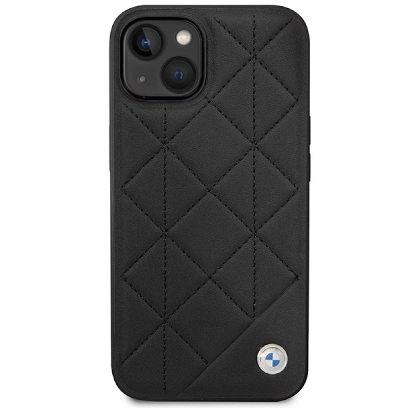 BMW BMHCP14S22RQDK Leather Quilted funda rígida para iPhone 14 6,1", negra