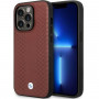 BMW BMHCP14L22RFGR Leather Diamond Pattern funda rígida para iPhone 14 Pro 6,1", burdeos