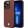 BMW BMHCP14L22RFGR Leather Diamond Pattern funda rígida para iPhone 14 Pro 6,1", burdeos