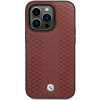 BMW BMHCP14X22RFGR Leather Diamond Pattern funda rígida para iPhone 14 Pro Max 6,7", burdeos