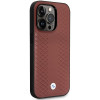 BMW BMHCP14X22RFGR Leather Diamond Pattern funda rígida para iPhone 14 Pro Max 6,7", burdeos