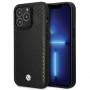 BMW BMHCP14L22RFGK Leather Diamond Pattern funda rígida para iPhone 14 Pro 6,1", negra