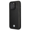 BMW BMHCP14L22RFGK Leather Diamond Pattern funda rígida para iPhone 14 Pro 6,1", negra