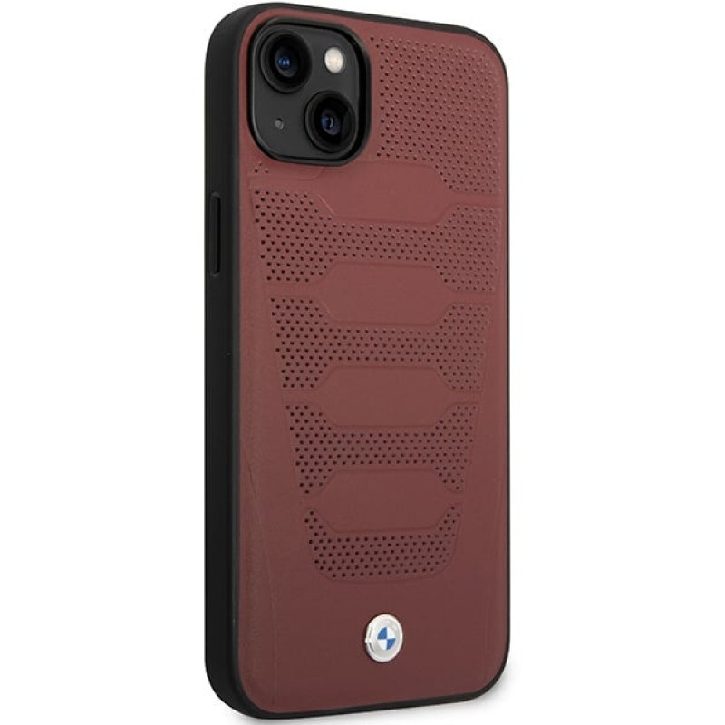 BMW BMHCP14S22RPSR funda para iPhone 14, burdeos, Leather Seats Pattern