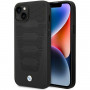 BMW BMHCP14S22RPSK funda para iPhone 14, negra, Leather Seats Pattern