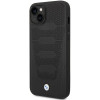 BMW BMHCP14S22RPSK funda para iPhone 14, negra, Leather Seats Pattern
