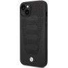 BMW BMHCP14S22RPSK funda para iPhone 14, negra, Leather Seats Pattern