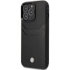 BMW BMHCP14L22RSEPK funda para iPhone 14 Pro, negra, Leather Card Slot