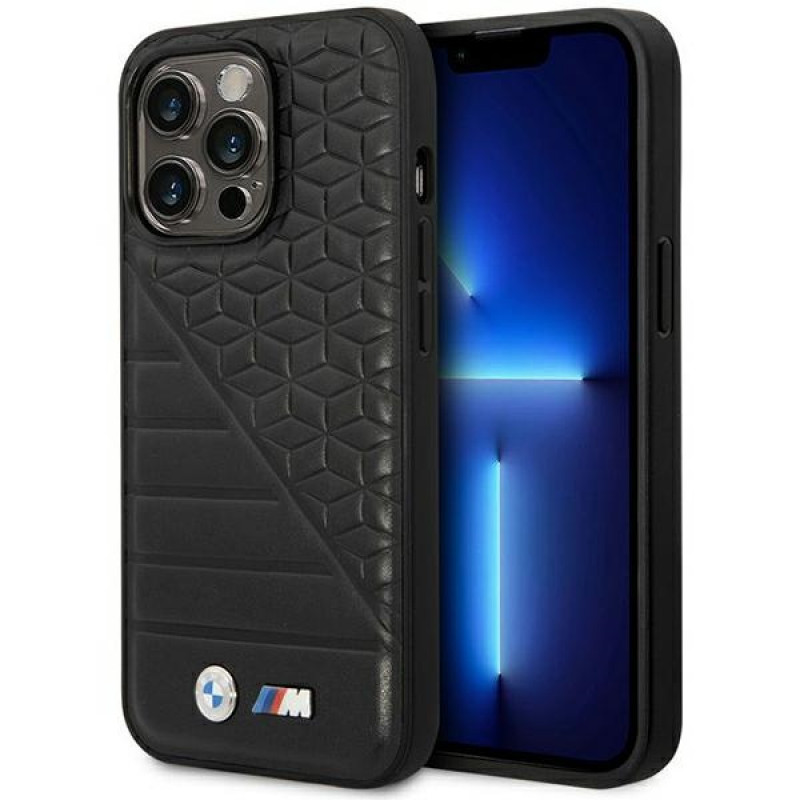 BMW BMHCP14L22PMGK funda para iPhone 14 Pro, negra, Bi Pattern