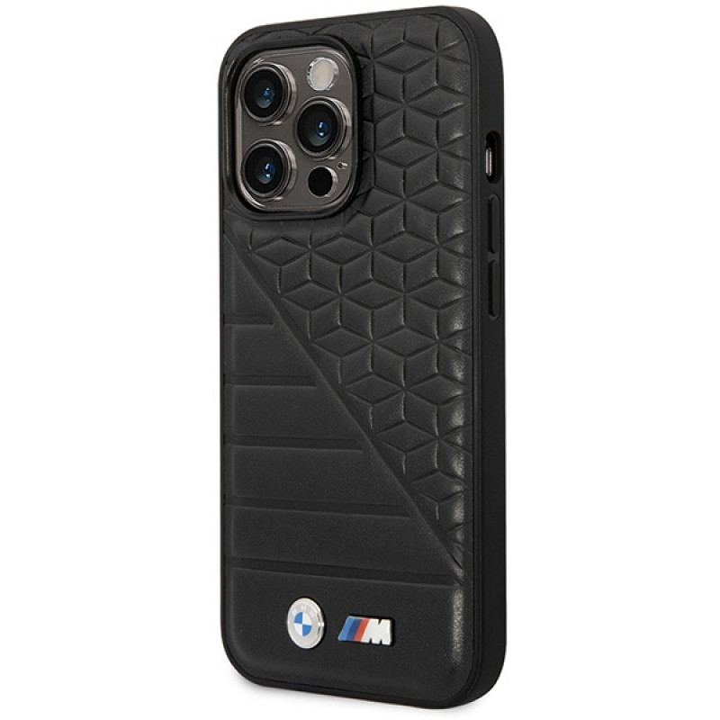 BMW BMHCP14L22PMGK funda para iPhone 14 Pro, negra, Bi Pattern