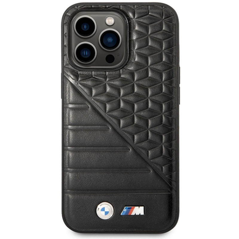 BMW BMHCP14L22PMGK funda para iPhone 14 Pro, negra, Bi Pattern
