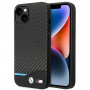 BMW BMHCP14M22NBCK funda para iPhone 14 Plus, negra, Leather Carbon