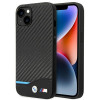 BMW BMHCP14M22NBCK funda para iPhone 14 Plus, negra, Leather Carbon