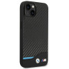 BMW BMHCP14M22NBCK funda para iPhone 14 Plus, negra, Leather Carbon
