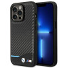 BMW BMHCP14L22NBCK funda para iPhone 14 Pro, negra, Leather Carbon