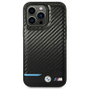 BMW BMHCP14L22NBCK funda para iPhone 14 Pro, negra, Leather Carbon
