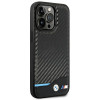 BMW BMHCP14L22NBCK funda para iPhone 14 Pro, negra, Leather Carbon