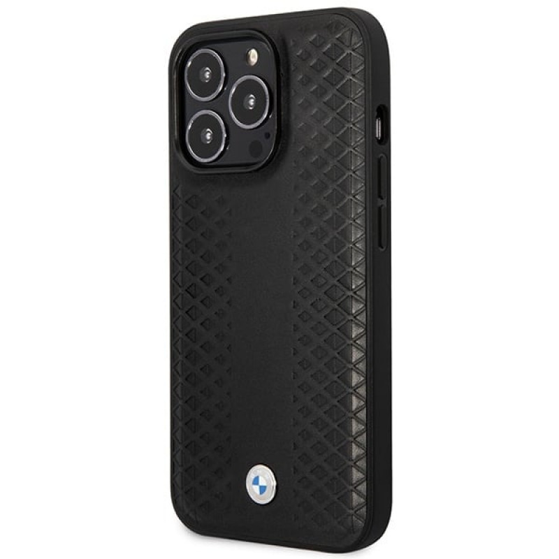 BMW BMHMP14X22RFGK Leather Diamond Pattern MagSafe funda para Apple iPhone 14 Pro Max 6,7″, negra