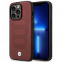 BMW BMHMP14L22RPSR Leather Seats Pattern MagSafe funda para Apple iPhone 14 Pro 6,1″, burdeos