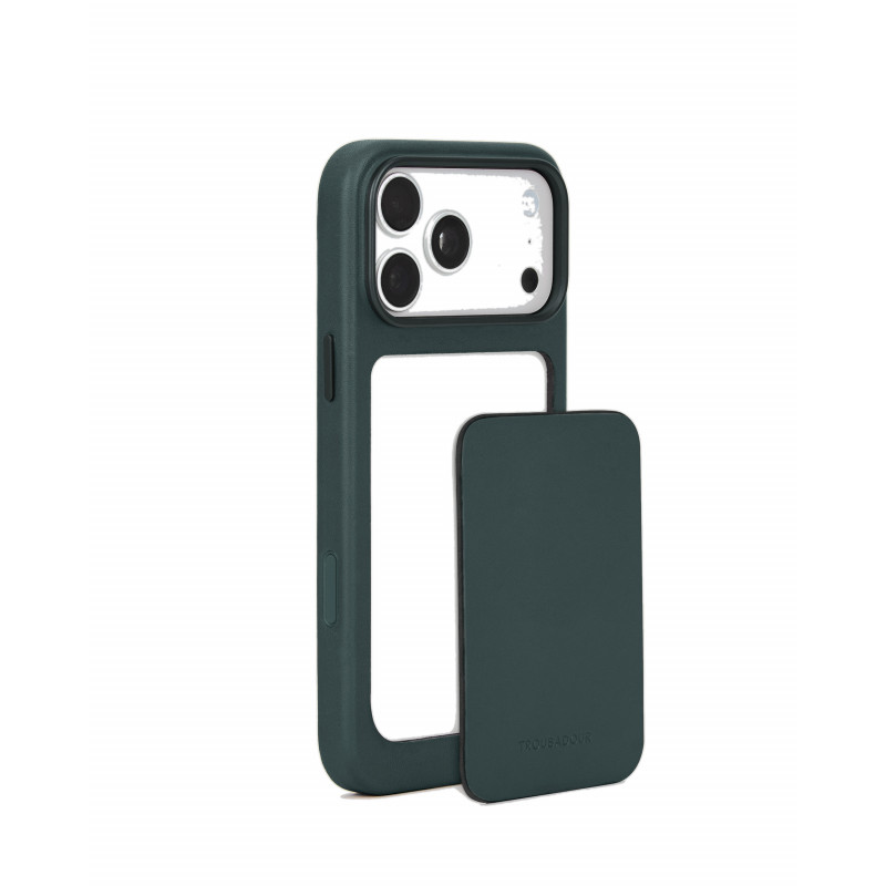 Mujjo Troubadour Modular Leather Case funda de piel para Apple iPhone 18 Pro Max / 17 Pro Max, MagSafe, verde obsidiana