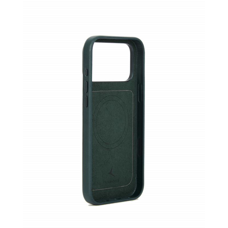 Mujjo Troubadour Modular Leather Case funda de piel para Apple iPhone 18 Pro Max / 17 Pro Max, MagSafe, verde obsidiana
