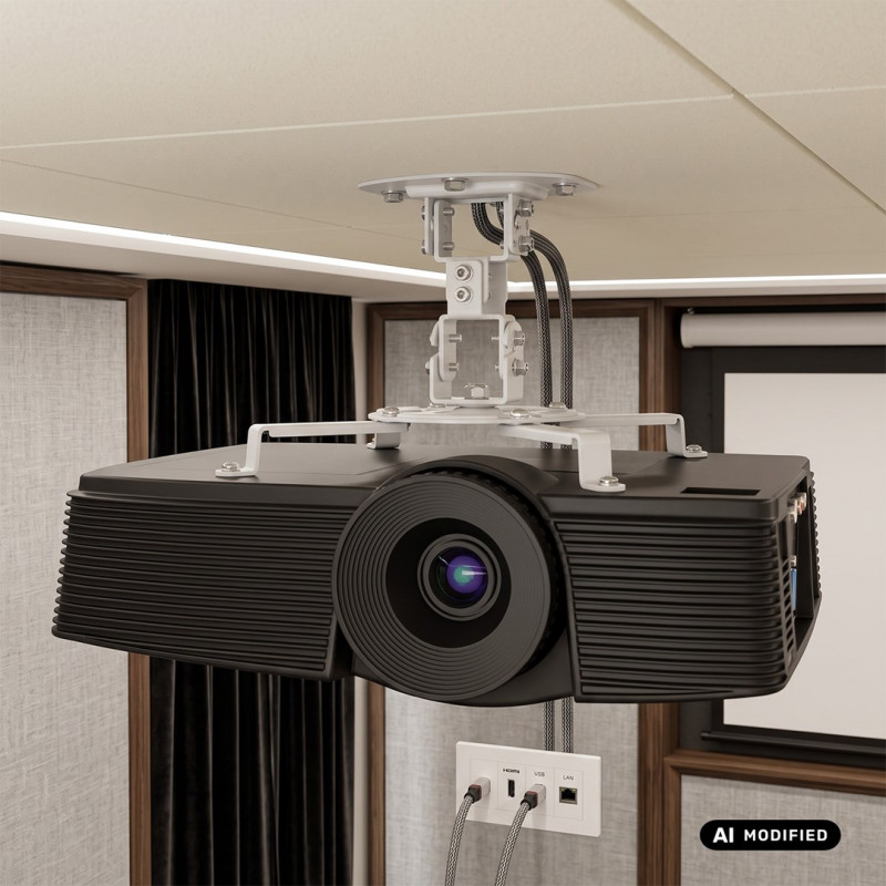 Maclean MC-200 W soporte de techo para proyectores, acero, 54–320 mm, hasta 13,5 kg, blanco