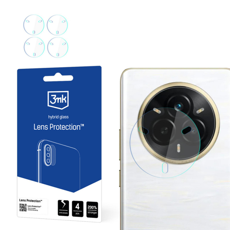 3MK Lens Protection Realme 14 Pro cristal híbrido para el objetivo de la cámara (4 uds.)